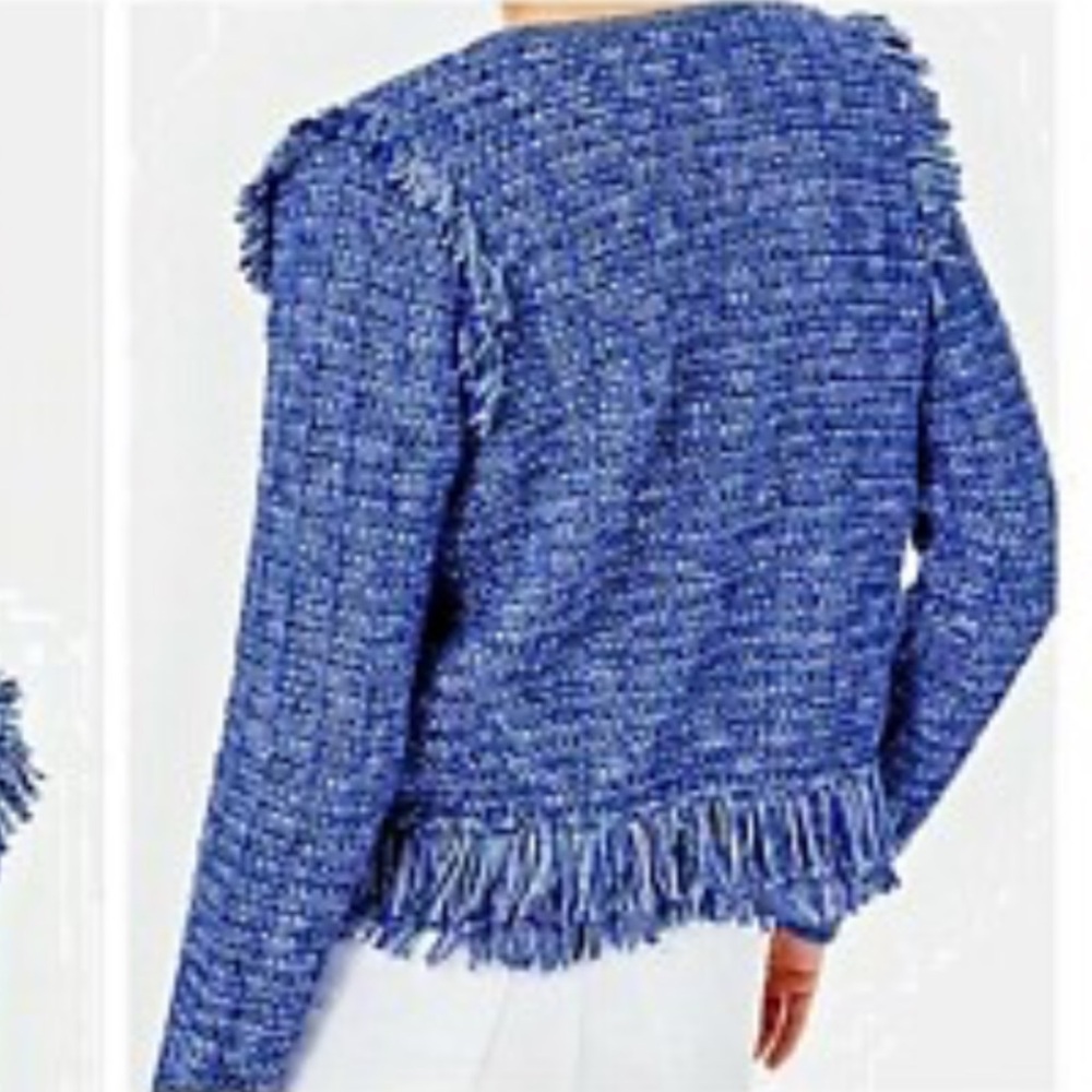 Lilly Pulitzer Simora Cardigan Oyster Bay Navy In Exotic Tweed Size Small - Picture 10 of 10